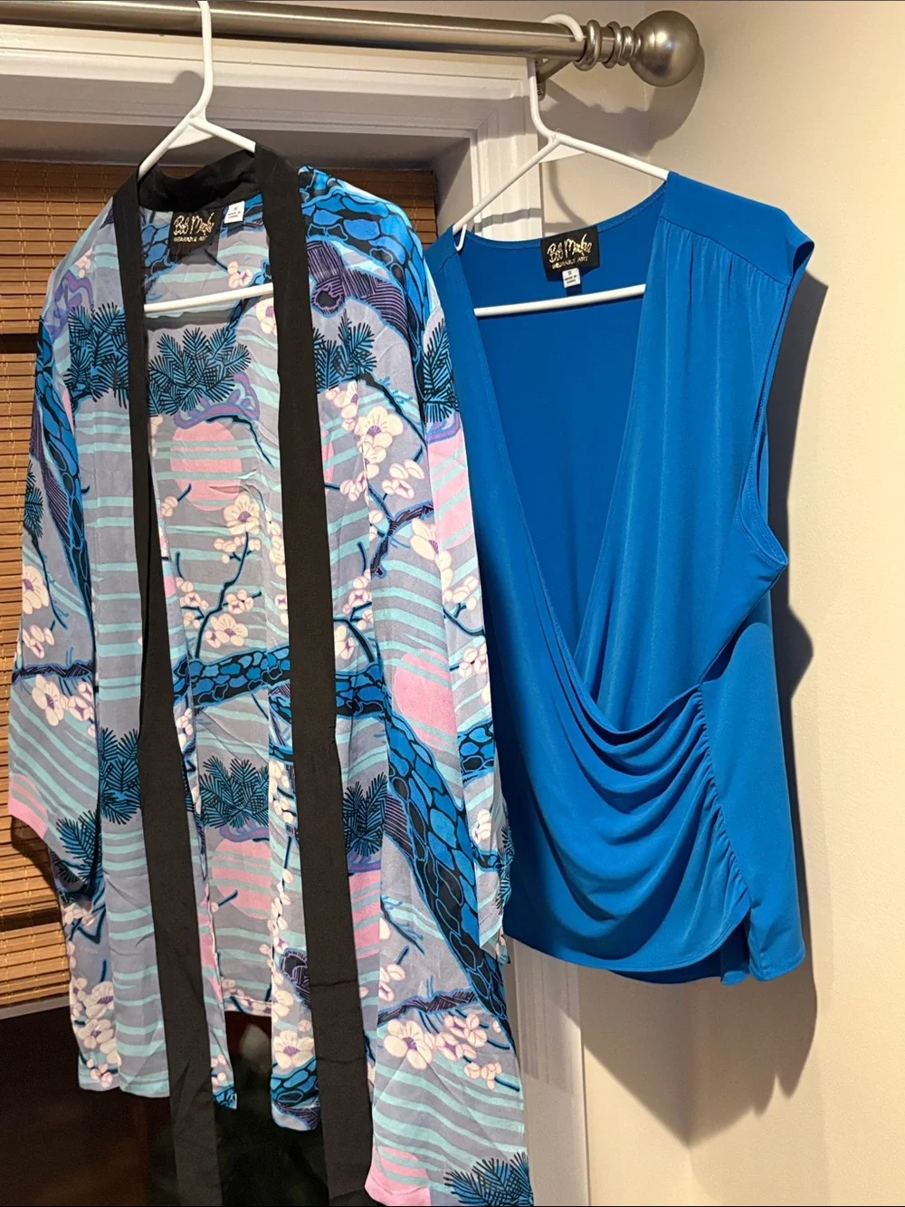 Bob Mackie Wearable Art sheer Kimono and Draped Tank Top Set